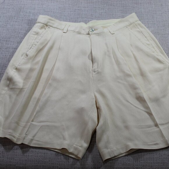 Vintage Tommy Bahamas Yellow Silk Dress Shorts - Picture 1 of 8